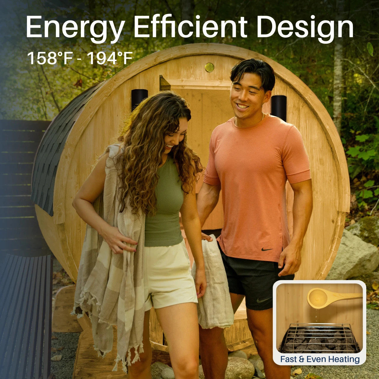 Aleko Anémona 3–4 Person White Finland Pine Barrel Sauna – Compact Outdoor Sauna for Relaxation, Detox & Wellness