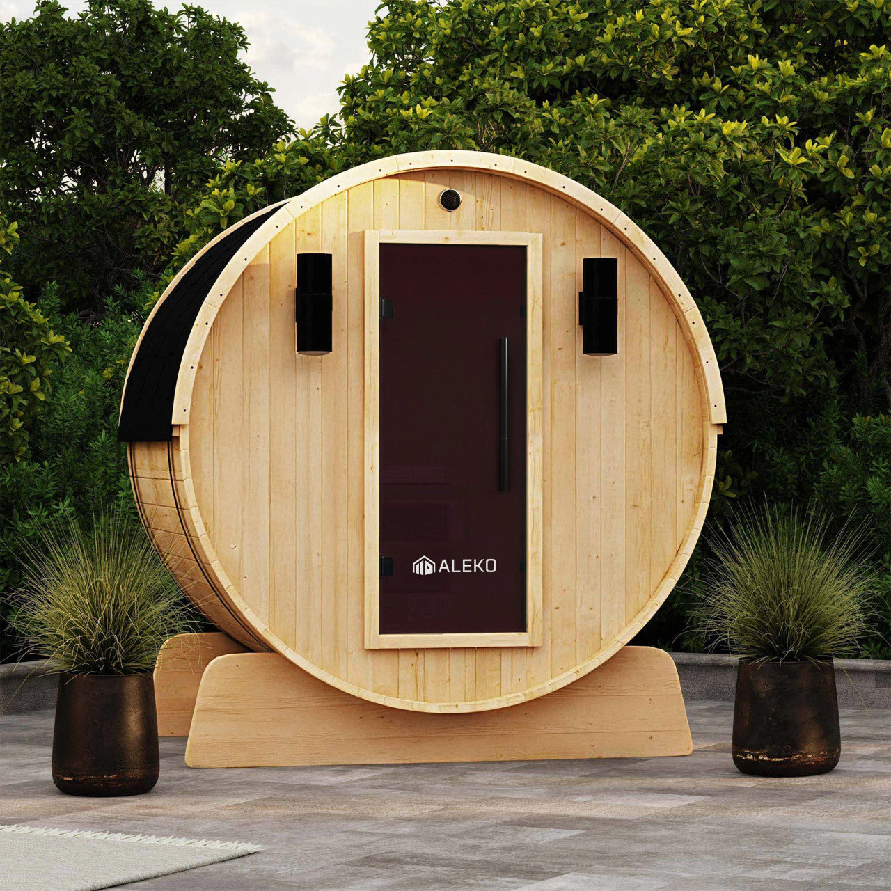 Aleko Anémona 3–4 Person White Finland Pine Barrel Sauna – Compact Outdoor Sauna for Relaxation, Detox & Wellness