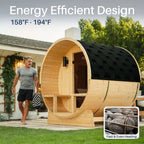 Aleko Anémona 2–4 Person White Finland Pine Barrel Sauna – Outdoor Sauna with Front Porch Canopy for Relaxation & Recovery