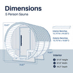 Aleko Aster 3–5 Person Barrel Outdoor Sauna with Porch – Spacious Backyard Sauna for Heat Therapy, Relaxation & Recovery