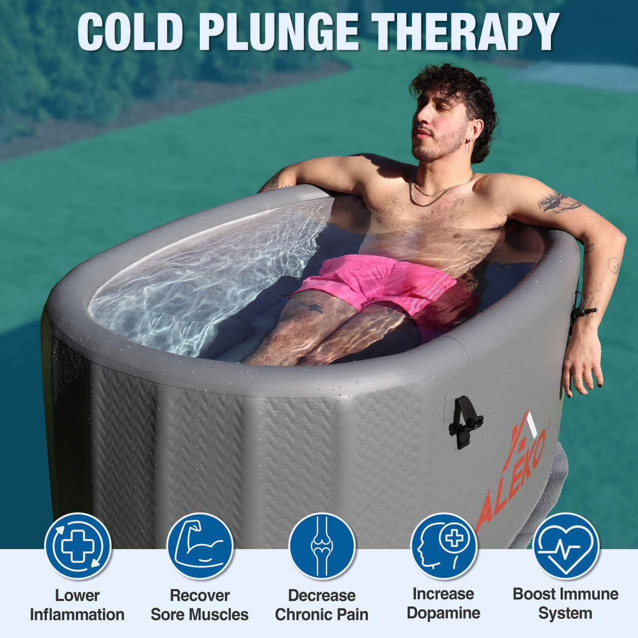 ALEKO Arctica Inflatable Cold Plunge Tub + 1HP Chiller & Heater Kit – Hot & Cold Therapy System