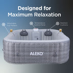 *NEW * Aleko Charcoal Inflatable Jetted Square Hot Tub with Energy Efficient Cover – Light Gray with Hemp Rope Pattern Spacious 6-Person Spa for Hydrotherapy, Relaxation & Backyard Wellness