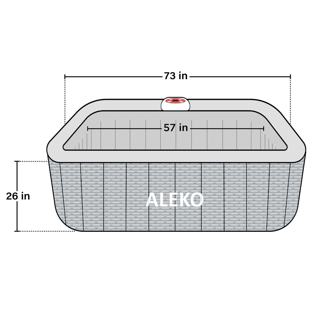 *NEW * Aleko Charcoal Inflatable Jetted Square Hot Tub with Energy Efficient Cover – Light Gray with Hemp Rope Pattern Spacious 6-Person Spa for Hydrotherapy, Relaxation & Backyard Wellness