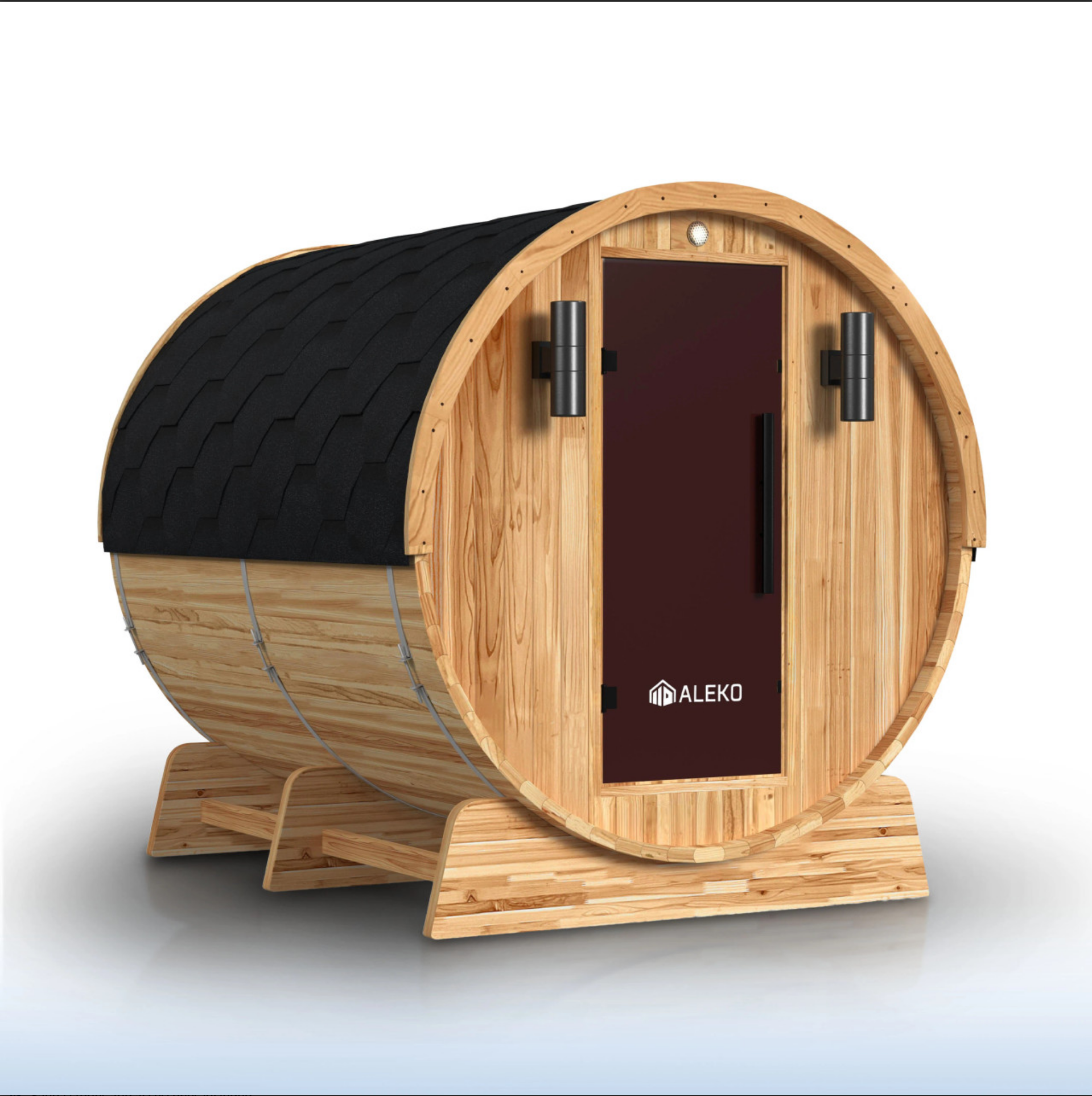Aleko Liatris 6–8 Person Red Cedar Barrel Sauna – Panoramic Window Outdoor Sauna for Deep Detox, Relaxation & Recovery