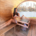 Aleko Liatris 6–8 Person Red Cedar Barrel Sauna – Panoramic Window Outdoor Sauna for Deep Detox, Relaxation & Recovery