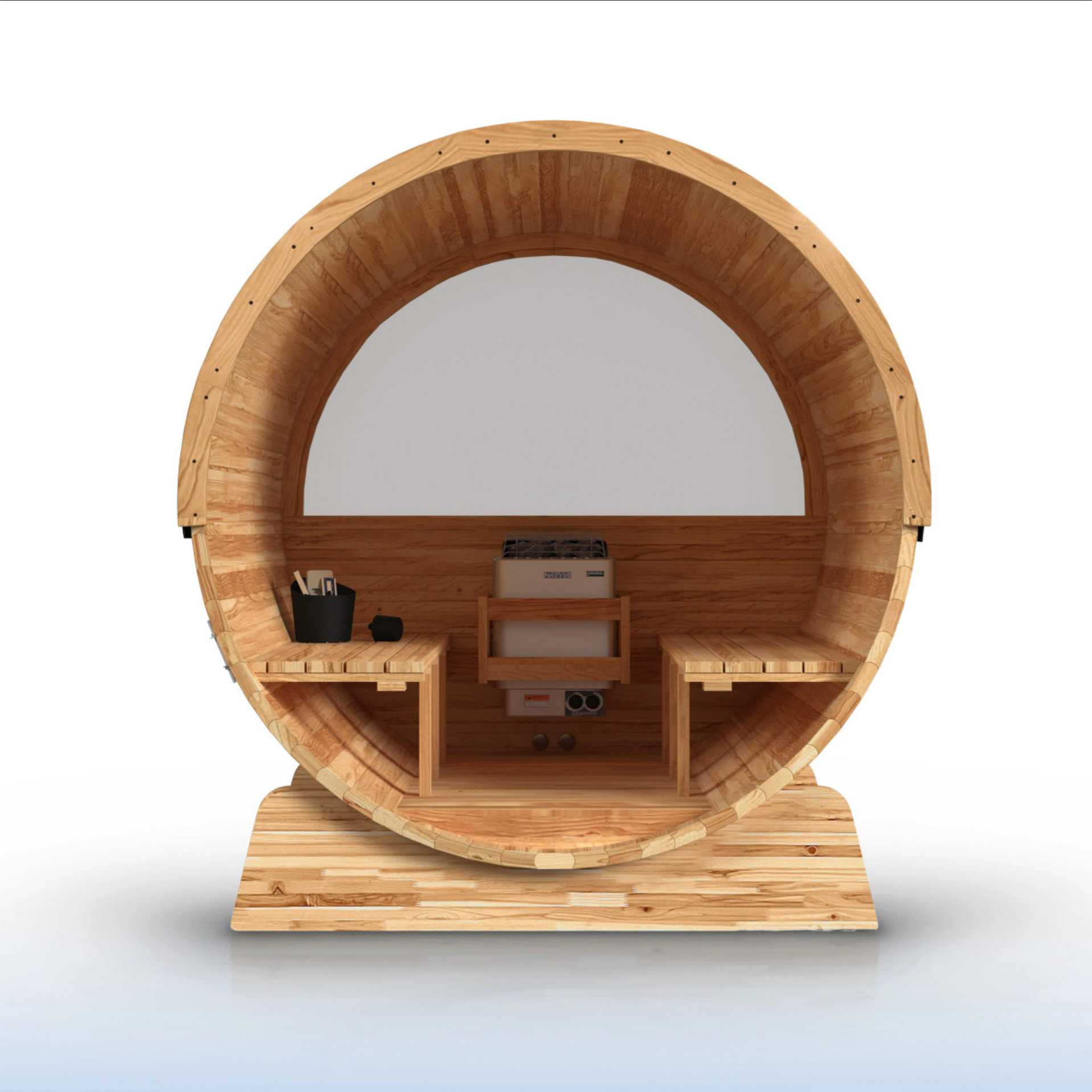 Aleko Liatris 6–8 Person Red Cedar Barrel Sauna – Panoramic Window Outdoor Sauna for Deep Detox, Relaxation & Recovery