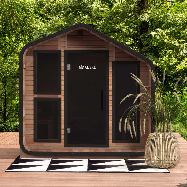 ALEKO Bluet Rustic Cedar Outdoor Sauna – 6 Person
