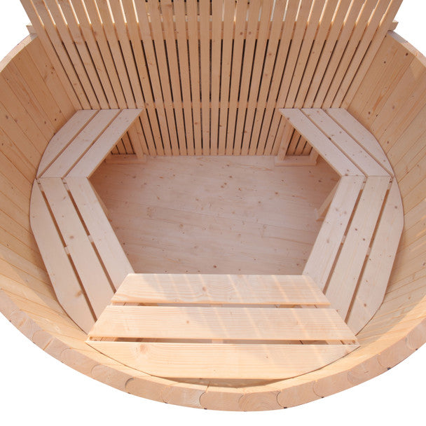 Aleko Wood-Fired Hot Tub and Ice Bath – Pine Finish Outdoor 4–5 Person Spa for Cold Plunge Therapy, Relaxation & Backyard Wellness