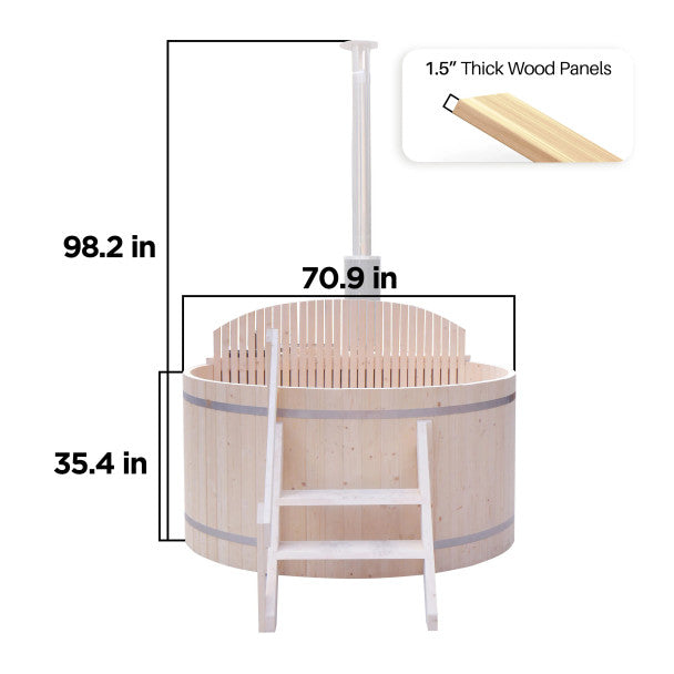 Aleko Wood-Fired Hot Tub and Ice Bath – Pine Finish Outdoor 4–5 Person Spa for Cold Plunge Therapy, Relaxation & Backyard Wellness