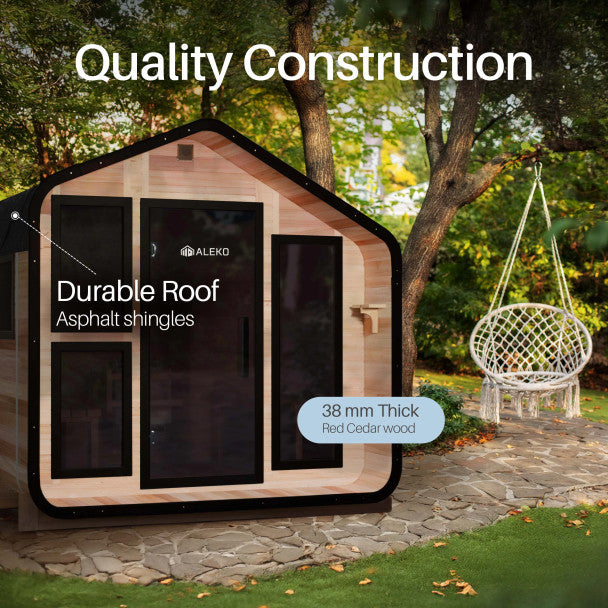ALEKO Bluet Rustic Cedar Outdoor Sauna – 6 Person