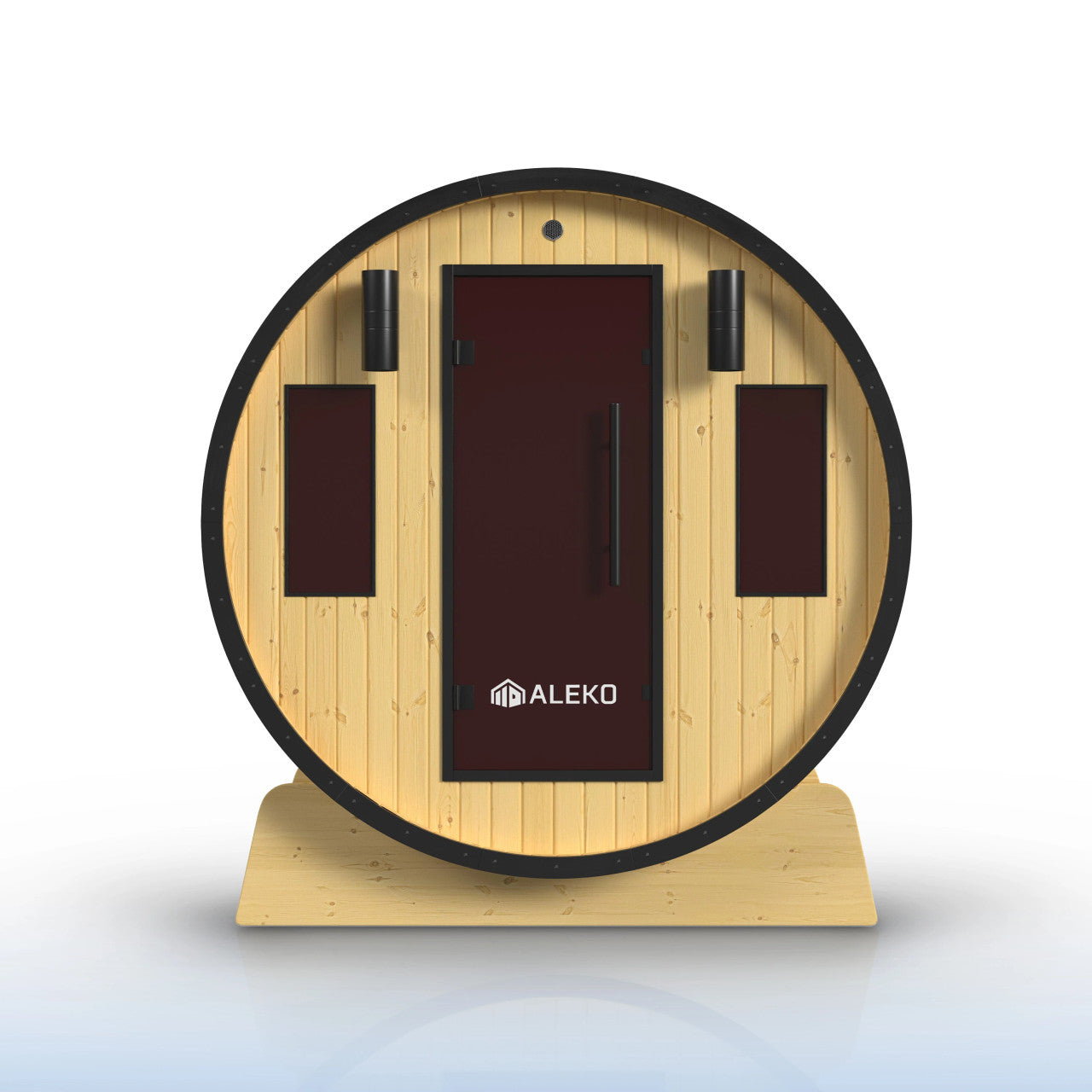 Aleko Celasia 2–4 Person White Finland Pine Barrel Sauna with Front Porch Canopy – Cozy Outdoor Sauna for Home Spa Relaxation & Everyday Wellness
