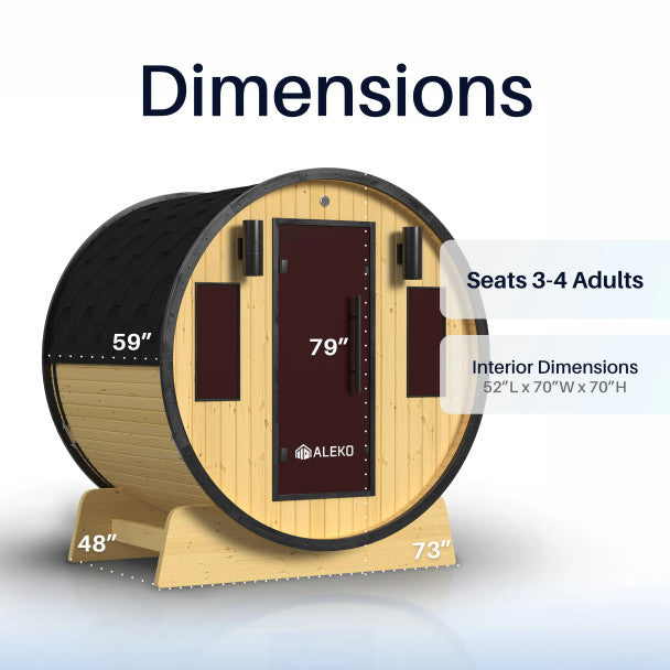 Aleko Celasia 3–4 Person White Finland Pine Barrel Sauna – Outdoor Compact Sauna for Wellness, Heat Therapy & Home Spa Relaxation