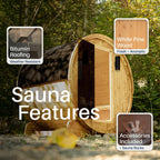 Aleko Anémona 3–4 Person White Finland Pine Barrel Sauna – Compact Outdoor Sauna for Relaxation, Detox & Wellness