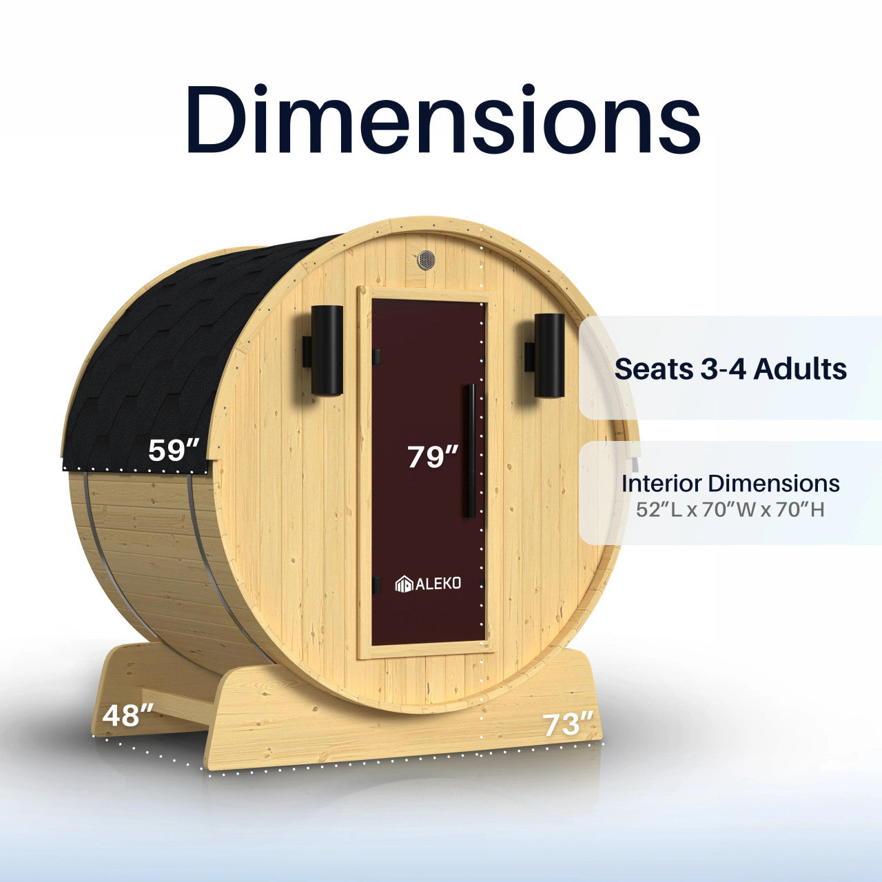 Aleko Anémona 3–4 Person White Finland Pine Barrel Sauna – Compact Outdoor Sauna for Relaxation, Detox & Wellness