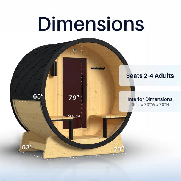 Aleko Celasia 2–4 Person White Finland Pine Barrel Sauna with Front Porch Canopy – Cozy Outdoor Sauna for Home Spa Relaxation & Everyday Wellness