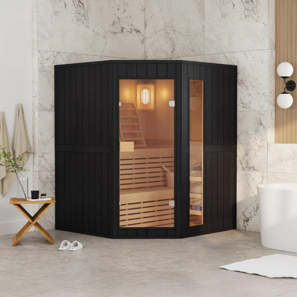 ALEKO Viola Canadian Hemlock Traditional Sauna – 3–4 Person Compact Indoor Spa