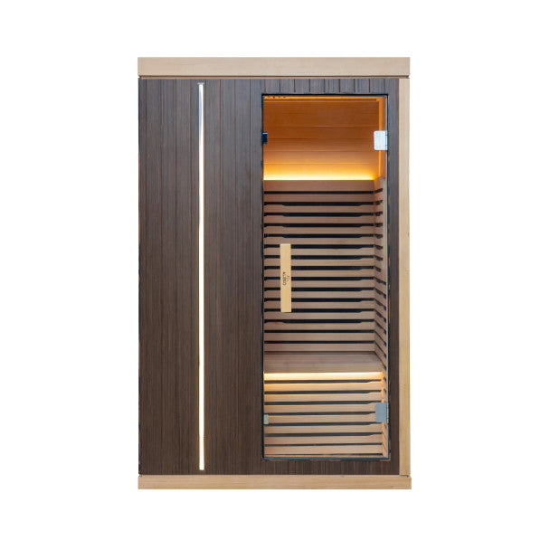 Aleko 1–2 Person Canadian Hemlock Infrared Sauna – Walnut Finish Compact Indoor Sauna for Detox, Relaxation & Home Wellness