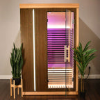 Aleko 1–2 Person Canadian Hemlock Infrared Sauna – Walnut Finish Compact Indoor Sauna for Detox, Relaxation & Home Wellness