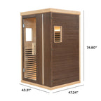 Aleko 1–2 Person Canadian Hemlock Infrared Sauna – Walnut Finish Compact Indoor Sauna for Detox, Relaxation & Home Wellness