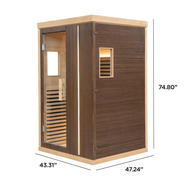 Aleko 1–2 Person Canadian Hemlock Infrared Sauna – Walnut Finish Compact Indoor Sauna for Detox, Relaxation & Home Wellness