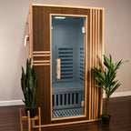 Aleko 1–2 Person Canadian Hemlock Infrared Sauna – Walnut Finish Compact Indoor Sauna for Detox, Relaxation & Home Wellness