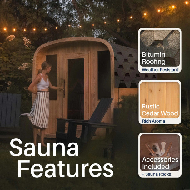 ALEKO Arnica 4-Person Rustic Cedar Square Outdoor Sauna