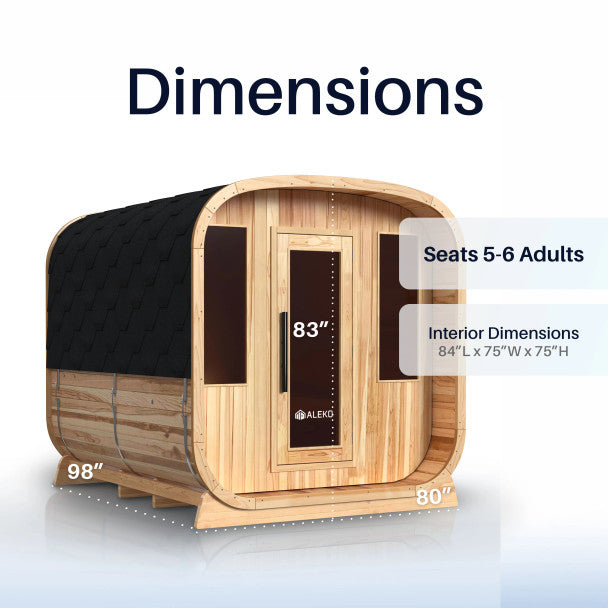 ALEKO Arnica 6-Person Rustic Cedar Square Outdoor Sauna