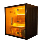ALEKO Canadian Hemlock Traditional Sauna – 4 Person Indoor Spa with Harvia 4.5 kW UL-Certified Electric Heater, Black Finish