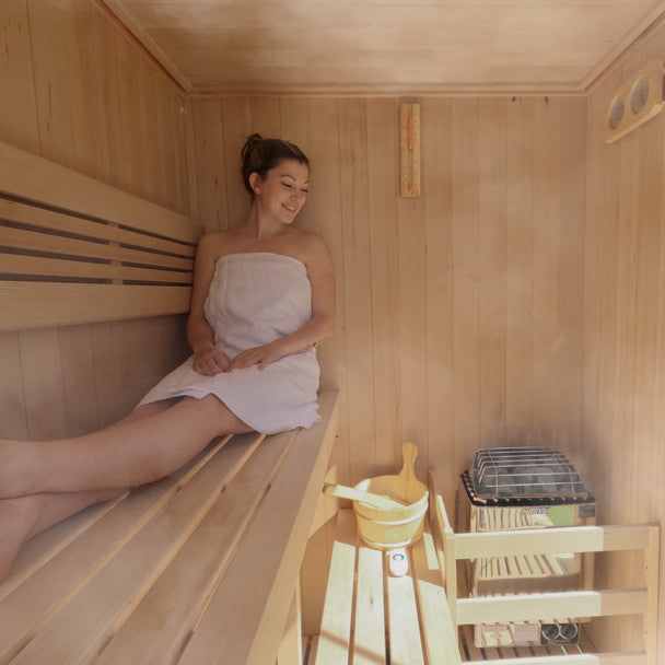 ALEKO Canadian Hemlock Traditional Indoor Sauna – 4–6 Person Luxury Home Spa with LED Lights & UL-Certified Heater