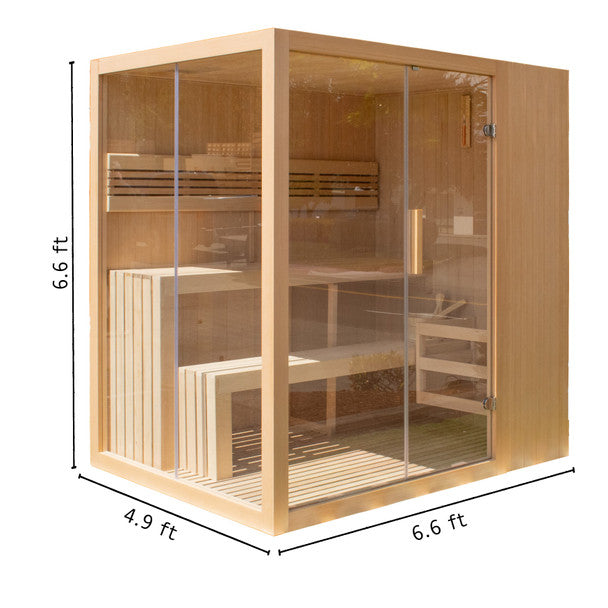 ALEKO Canadian Hemlock Traditional Indoor Sauna – 4–6 Person Luxury Home Spa with LED Lights & UL-Certified Heater