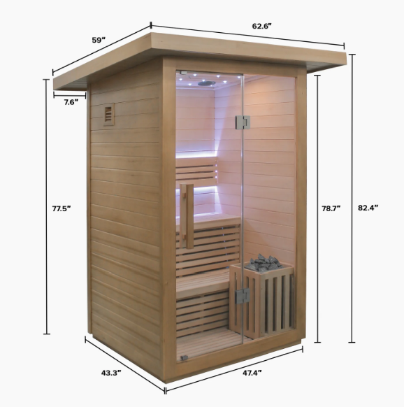 Revive Plunge 2-Person Traditional Sauna – Compact Luxury Home Sauna for Deep Detox & Relaxation