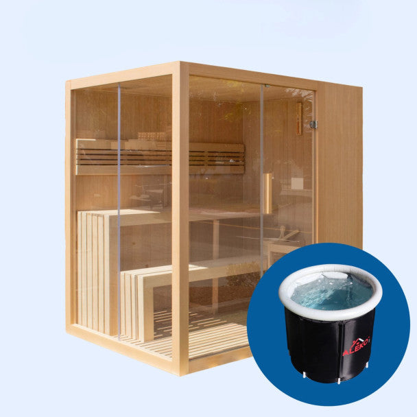 ALEKO Canadian Hemlock Traditional Indoor Sauna – 4–6 Person Luxury Home Spa with LED Lights & UL-Certified Heater
