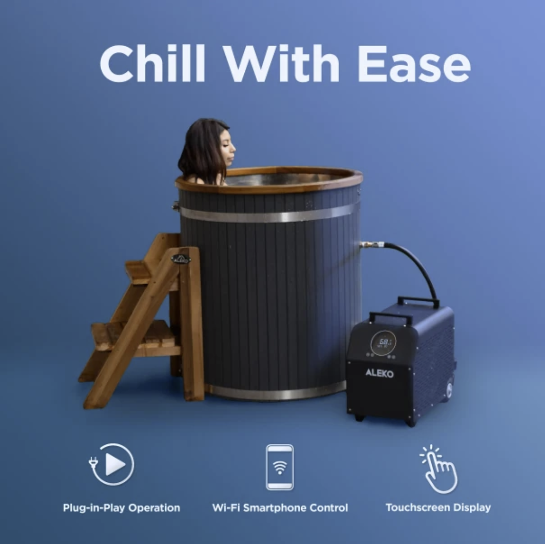 Aleko Lumina Vertical Cold Plunge System with 1 HP Chiller & Heater Kit