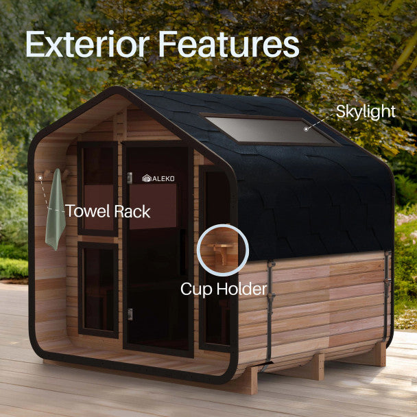 ALEKO Bluet Rustic Cedar Outdoor Sauna – 6 Person