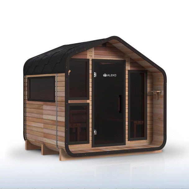 ALEKO Bluet Rustic Cedar Outdoor Sauna – 6 Person