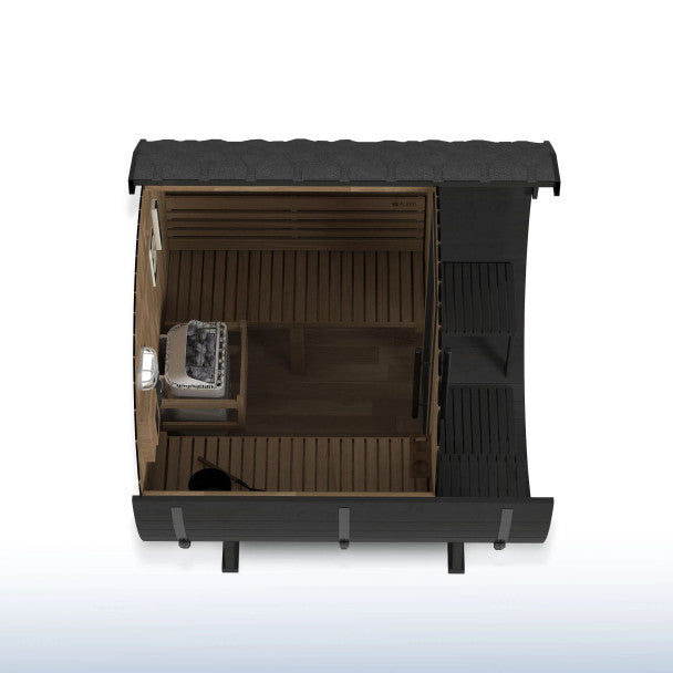 Aleko Aster 3–5 Person Barrel Outdoor Sauna with Porch – Spacious Backyard Sauna for Heat Therapy, Relaxation & Recovery