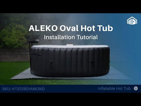 Aleko Diamond Inflatable Jetted Hot Tub with Energy Efficient Cover – Black Finish Compact 2-Person Spa for Relaxation, Hydrotherapy & Home Wellness