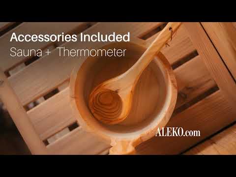 Aleko Anémona 6–8 Person White Finland Pine Barrel Sauna with Front Porch Canopy – Spacious Outdoor Barrel Sauna for Family Relaxation, Detox & Recovery