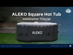 *NEW * Aleko Charcoal Inflatable Jetted Square Hot Tub with Energy Efficient Cover – Light Gray with Hemp Rope Pattern Spacious 6-Person Spa for Hydrotherapy, Relaxation & Backyard Wellness